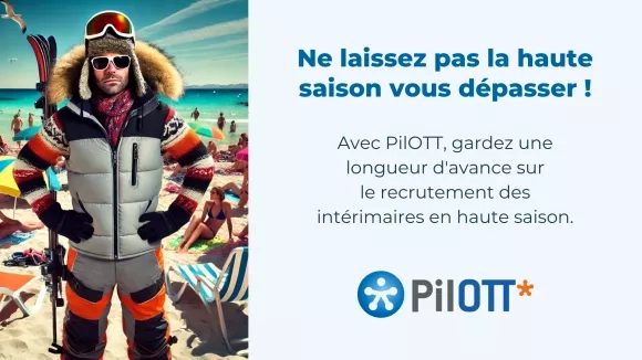 homme en tenue de ski à la plage qui a laissé passé la haute saison au travail